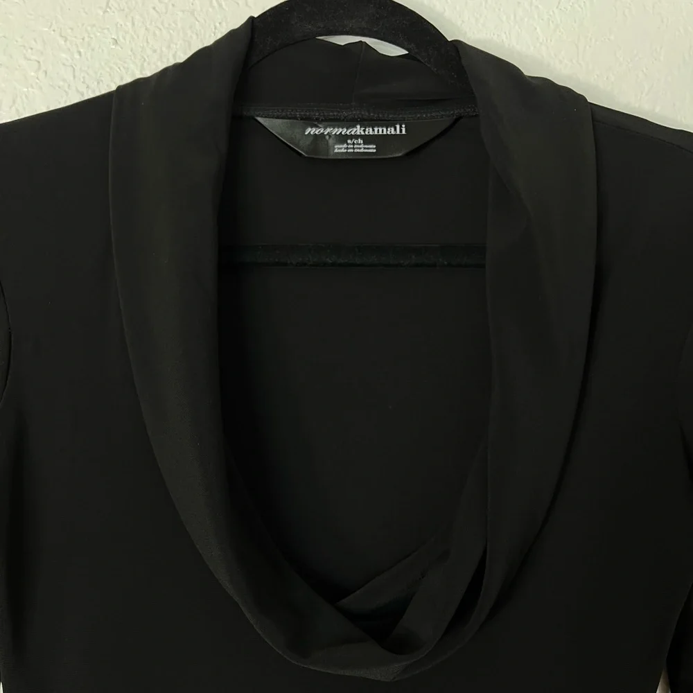 Norma Kamali black long sleeve cowl neck top S - Picture 3 of 4